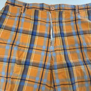 Soulland Shorts Bermuda Plaid Men's Big And Tall Orange Blue Sz 40